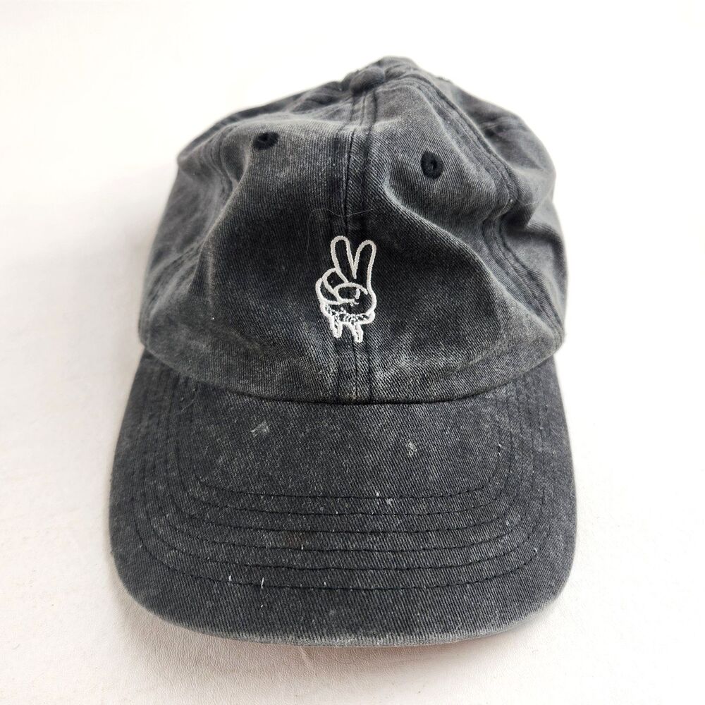 Rastaclat Mens Strapback Hat Black Peace Sign Hand Embroidered Adjustable Casual